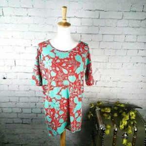 Lularoe Irma Floral Tunic Top Orange Size XS